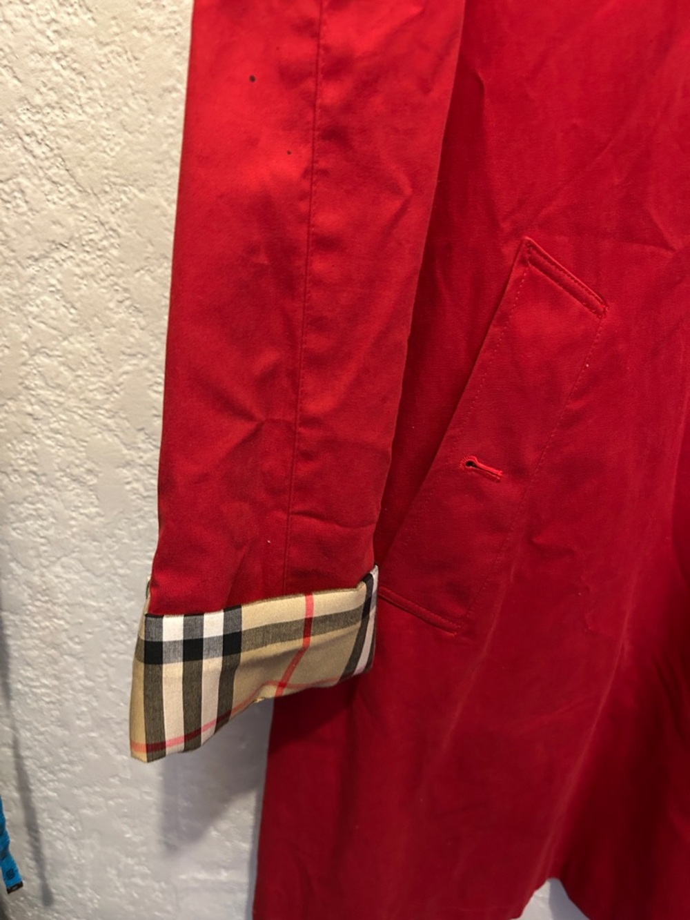 Burberry Red Trench Coat with Signature Check Cuff - Picture 4 of 6